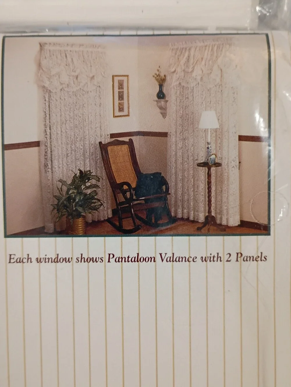 Vintage Burlington Jillian Lace White Curtain Panels Set